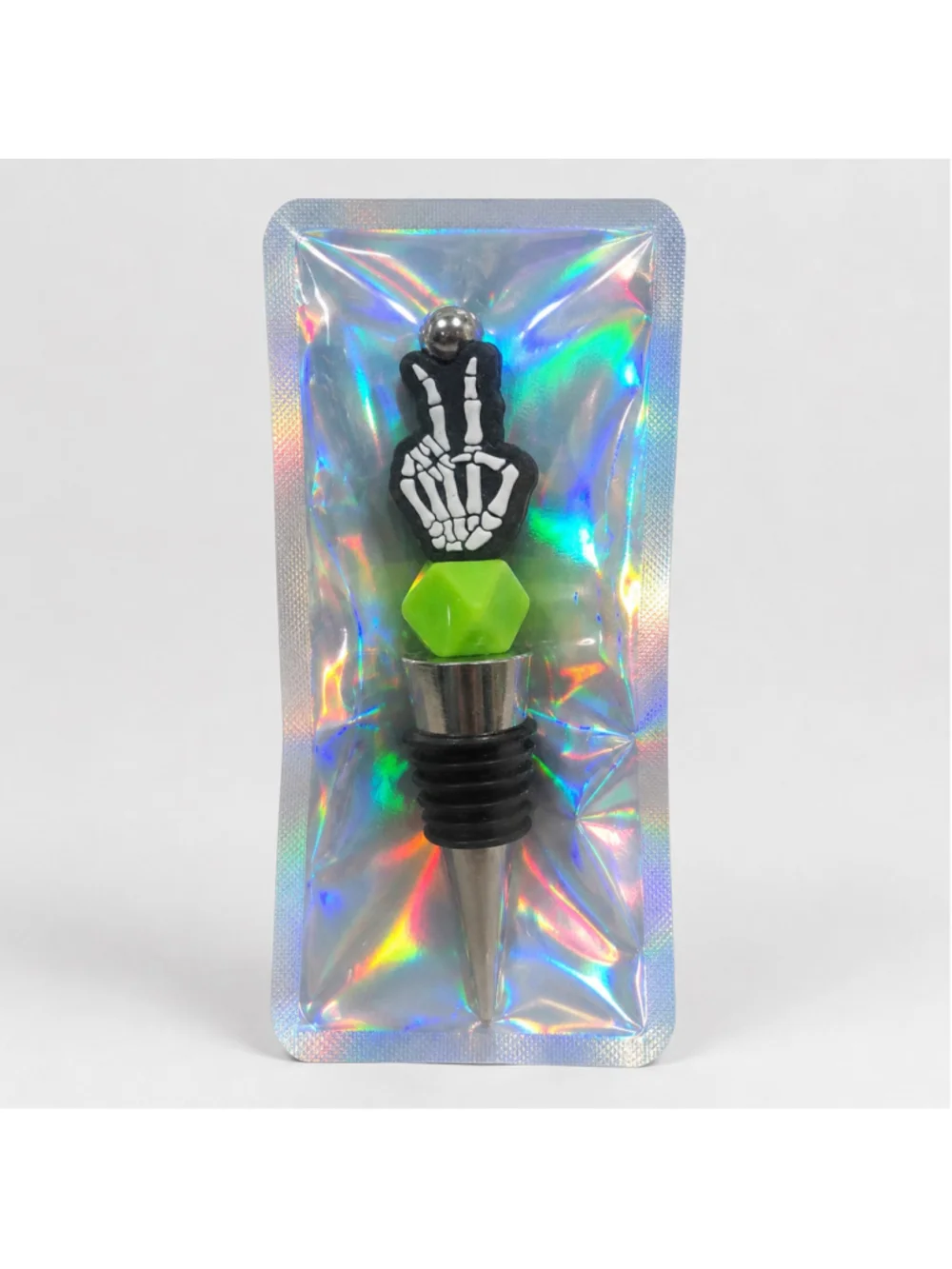 Skeleton Peace Sign Wine Bottle Stopper Gothic Novelty Gift